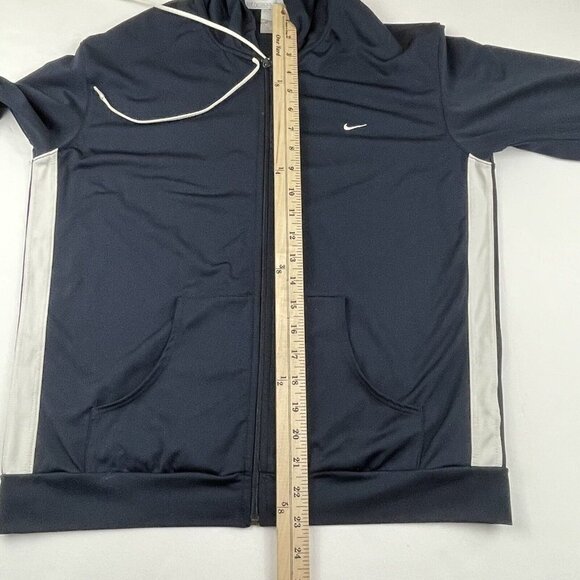 Nike Athletic Hooded Active Jacket Women’s L(12/14) Poly Stretch Run Sports Blue - Picture 5 of 11